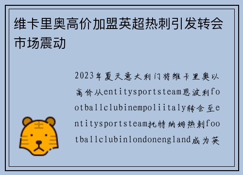 维卡里奥高价加盟英超热刺引发转会市场震动